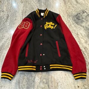 Disney Varsity Jacket Adult Medium Mickey Pluto Red Black